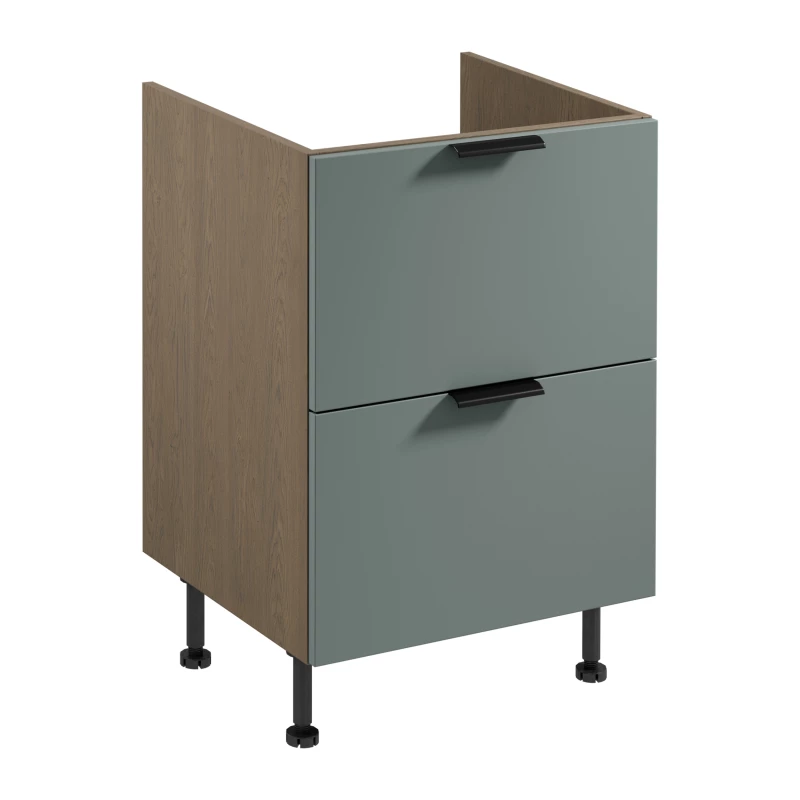 Unterschrank SALERNO mit Schublade – Breite 60 cm, Farbe: Baltic Storm / Grün