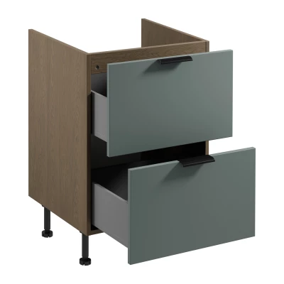 Unterschrank SALERNO mit Schublade – Breite 60 cm, Farbe: Baltic Storm / Grün