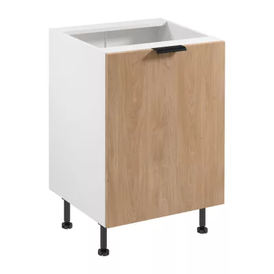 Unterschrank SALERNO mit einer Tür – Breite 60 cm, weiß/Eiche