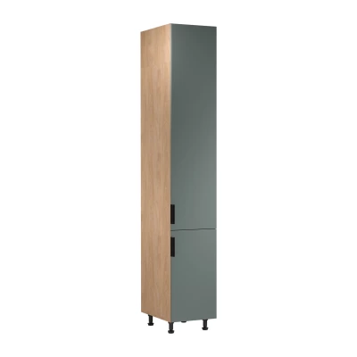 Hoher Küchenschrank SALERNO – Breite 40 cm, Eiche/Grün