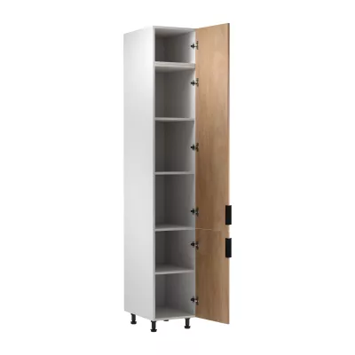 Hoher Küchenschrank SALERNO – Breite 40 cm, weiß/Eiche