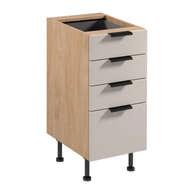 Küchenschrank mit Schubladen SALERNO – Breite 40 cm, Eiche/Beige