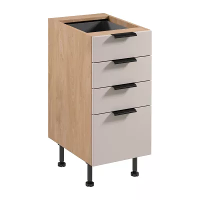 Küchenschrank mit Schubladen SALERNO – Breite 40 cm, Eiche/Beige