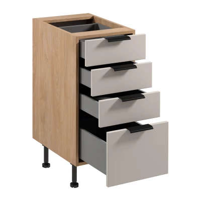 Küchenschrank mit Schubladen SALERNO – Breite 40 cm, Eiche/Beige