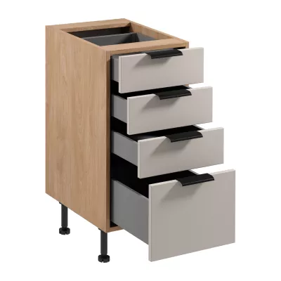 Küchenschrank mit Schubladen SALERNO – Breite 40 cm, Eiche/Beige