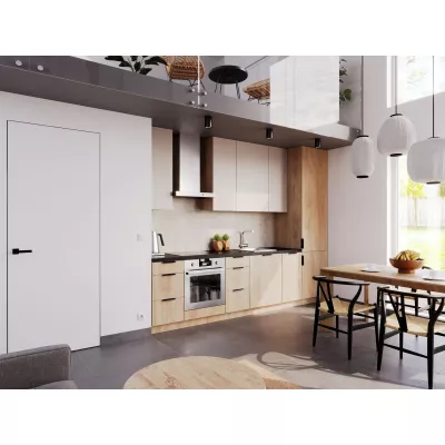 Küchenschrank mit Schubladen SALERNO – Breite 40 cm, Eiche/Beige