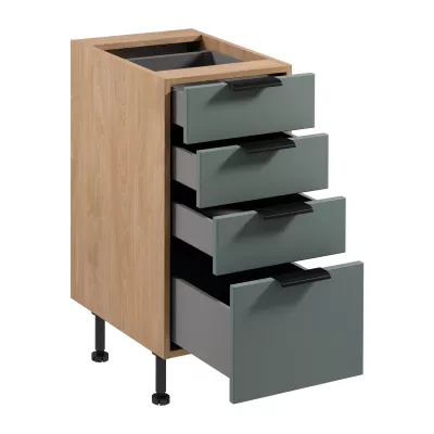 Küchenschrank mit Schubladen SALERNO – Breite 40 cm, Eiche/Grün