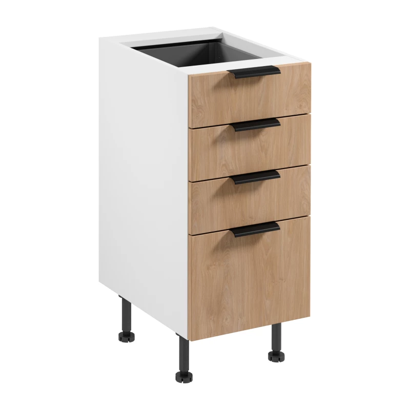 Küchenschrank mit Schubladen SALERNO – Breite 40 cm, weiß/Eiche