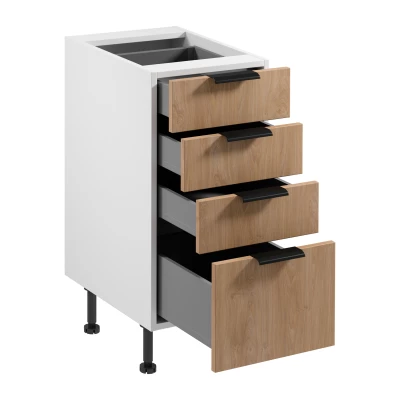 Küchenschrank mit Schubladen SALERNO – Breite 40 cm, weiß/Eiche