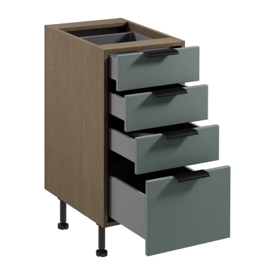 Küchenschrank mit Schubladen SALERNO – Breite 40 cm, Farbe: Baltic Storm / Grün