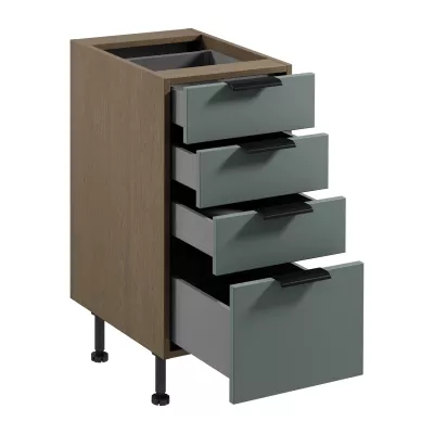 Küchenschrank mit Schubladen SALERNO – Breite 40 cm, Farbe: Baltic Storm / Grün