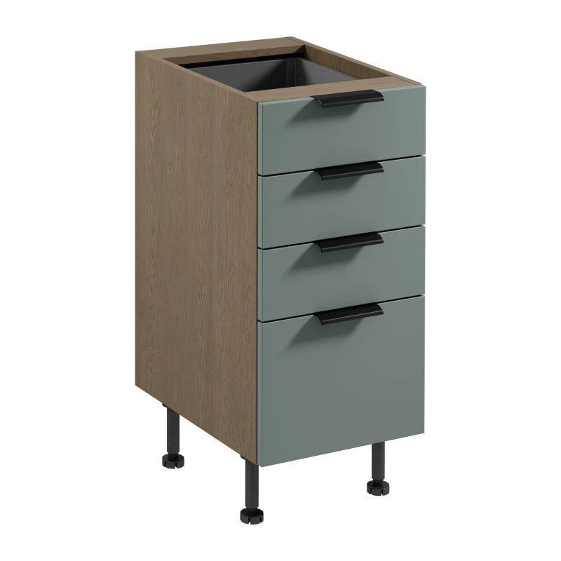 Küchenschrank mit Schubladen SALERNO – Breite 40 cm, Farbe: Baltic Storm / Grün