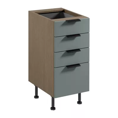 Küchenschrank mit Schubladen SALERNO – Breite 40 cm, Farbe: Baltic Storm / Grün
