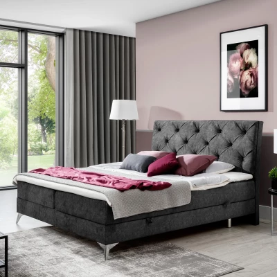 Kontinentales Bett 140x200 LIGNORA - dunkelgrau
