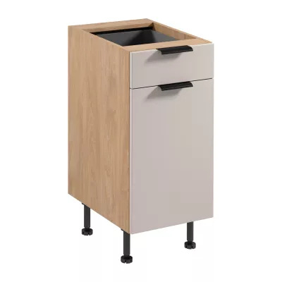 Unterschrank mit Schublade SALERNO – Breite 40 cm, Eiche/Beige