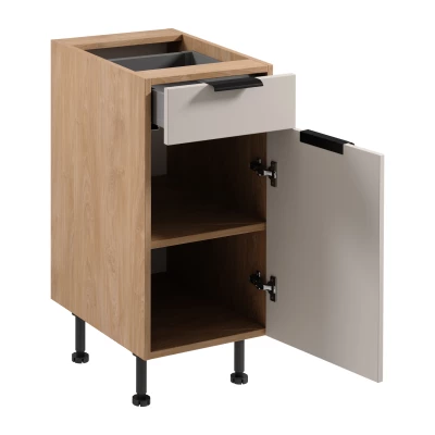 Unterschrank mit Schublade SALERNO – Breite 40 cm, Eiche/Beige