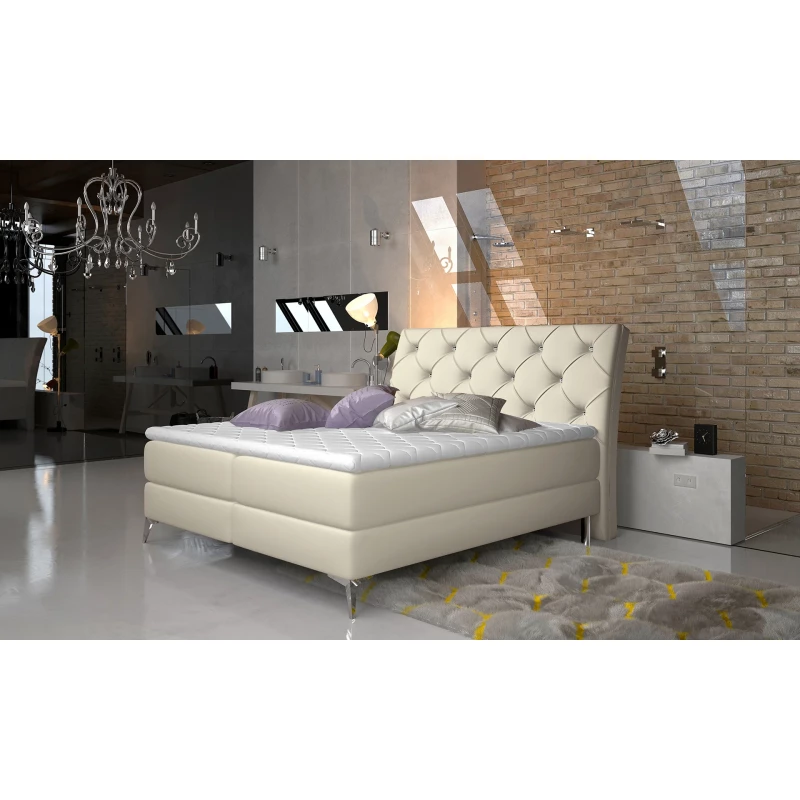 Kontinentales Bett 140x200 LIGNORA - hellbeige