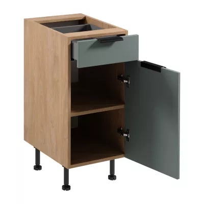 Unterschrank mit Schublade SALERNO – Breite 40 cm, Eiche/Grün