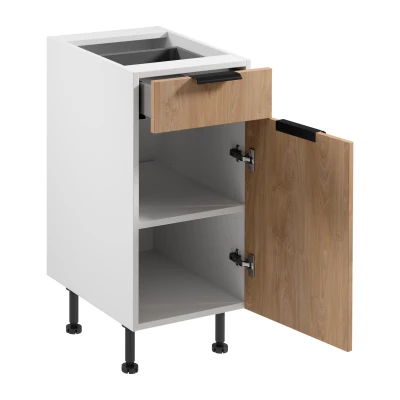 Unterschrank mit Schublade SALERNO – Breite 40 cm, weiß/Eiche