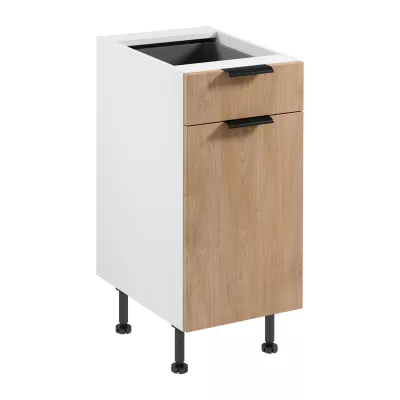 Unterschrank mit Schublade SALERNO – Breite 40 cm, weiß/Eiche