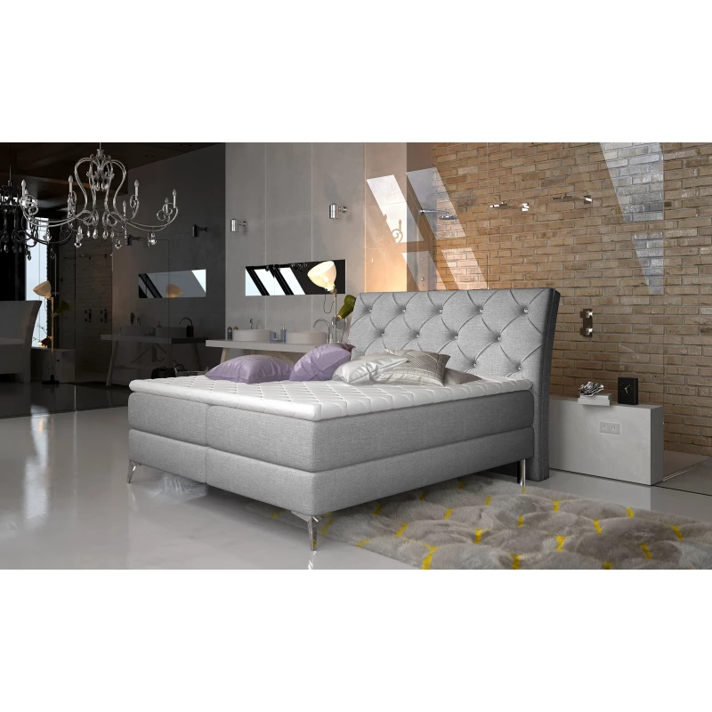 Kontinentales Bett 140x200 LIGNORA - hellgrau