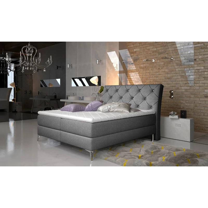 Kontinentales Bett mit Stauraum 160x200 LIGNORA - Anthrazit