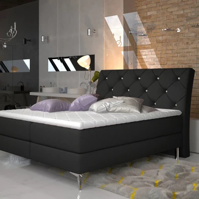 Kontinentales Bett mit Stauraum 160x200 LIGNORA - schwarz 2