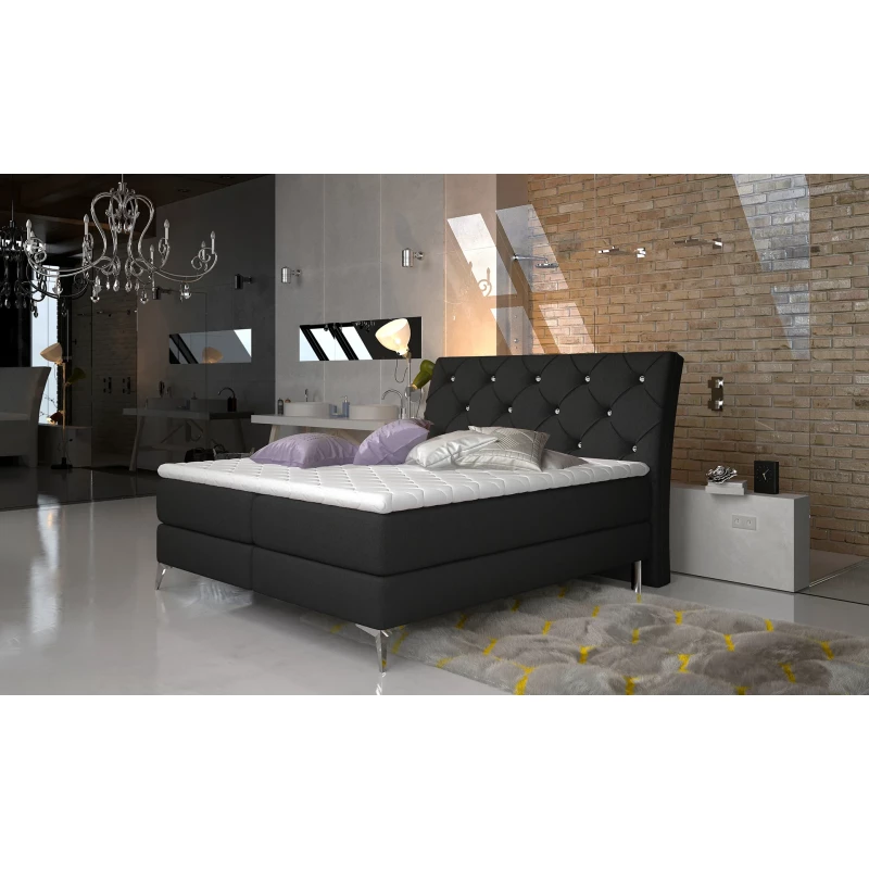 Kontinentales Bett mit Stauraum 160x200 LIGNORA - schwarz 2