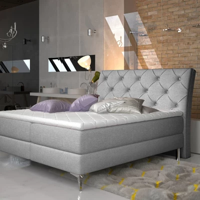 Kontinentales Bett mit Stauraum 160x200 LIGNORA - hellgrau