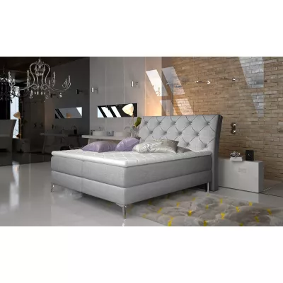 Kontinentales Bett mit Stauraum 160x200 LIGNORA - hellgrau