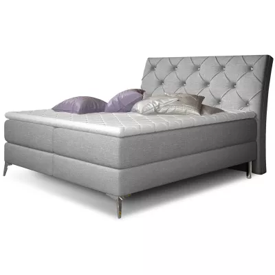 Kontinentales Bett mit Stauraum 160x200 LIGNORA - hellgrau