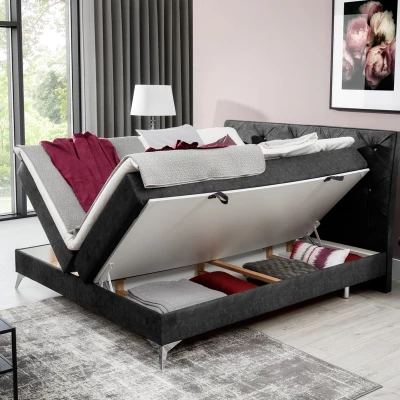 Kontinentales Bett mit Stauraum 160x200 LIGNORA - hellgrau