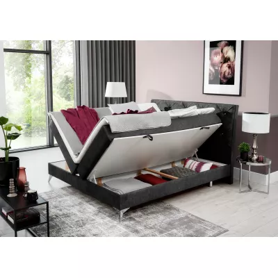 Kontinentales Bett mit Stauraum 160x200 LIGNORA - hellgrau