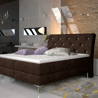 Kontinentales Bett mit Stauraum 160x200 LIGNORA - dunkelbraun