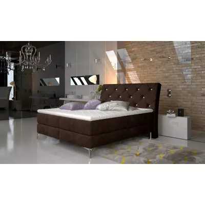 Kontinentales Bett mit Stauraum 160x200 LIGNORA - dunkelbraun