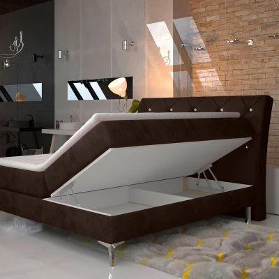 Kontinentales Bett mit Stauraum 160x200 LIGNORA - dunkelbraun