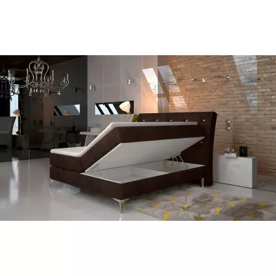 Kontinentales Bett mit Stauraum 160x200 LIGNORA - dunkelbraun