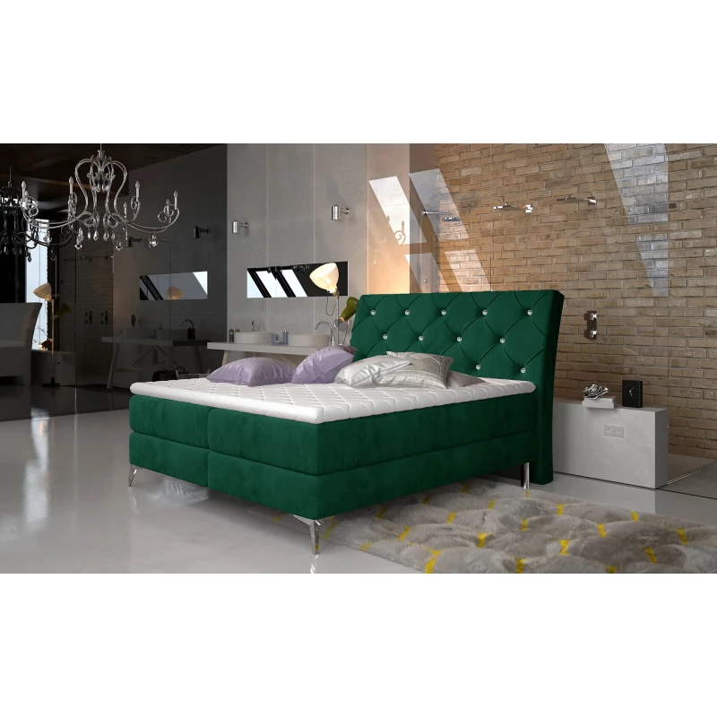 Kontinentales Bett mit Stauraum 160x200 LIGNORA - grün