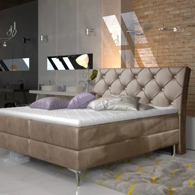 Kontinentales Bett mit Stauraum 160x200 LIGNORA - braun