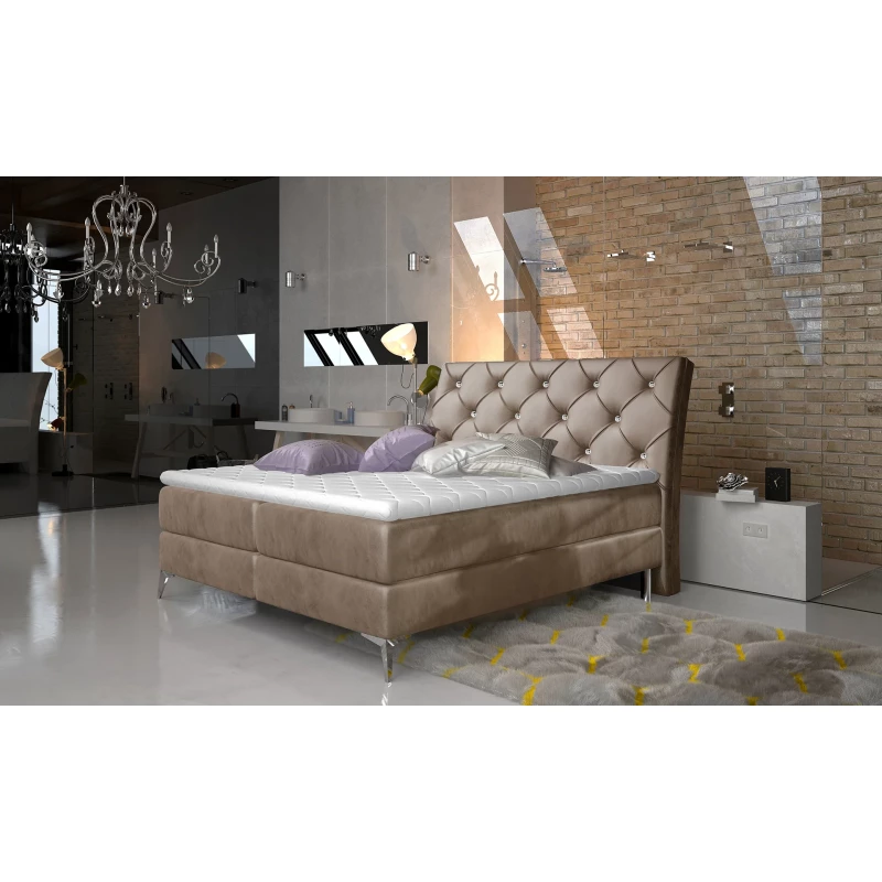 Kontinentales Bett mit Stauraum 160x200 LIGNORA - braun
