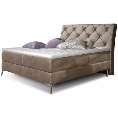 Kontinentales Bett mit Stauraum 160x200 LIGNORA - braun