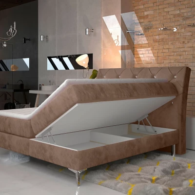Kontinentales Bett mit Stauraum 160x200 LIGNORA - braun