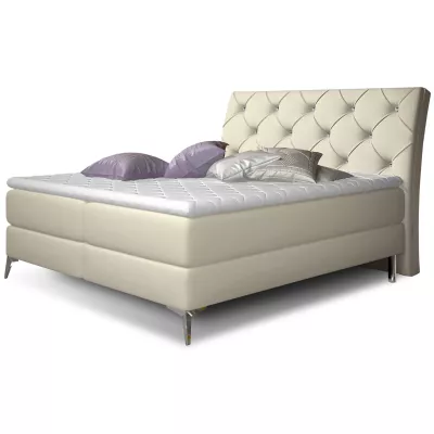 Kontinentales Bett mit Stauraum 160x200 LIGNORA - hellbeige