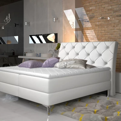 Kontinentales Bett mit Stauraum 160x200 LIGNORA - weiß