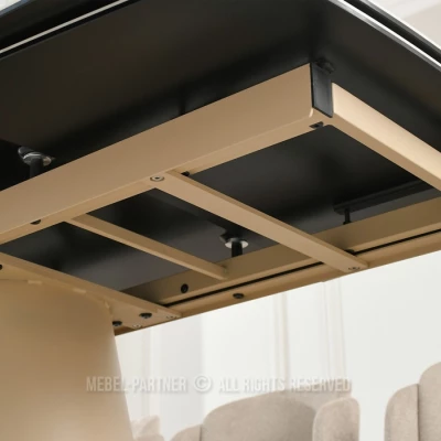Ausziehbarer Designertisch 200(300)x98 PEREGRINE - beigefarbener Marmor / Eiche / beigefarben