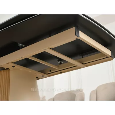 Ausziehbarer Designertisch 200(300)x98 PEREGRINE - beigefarbener Marmor / Eiche / beigefarben