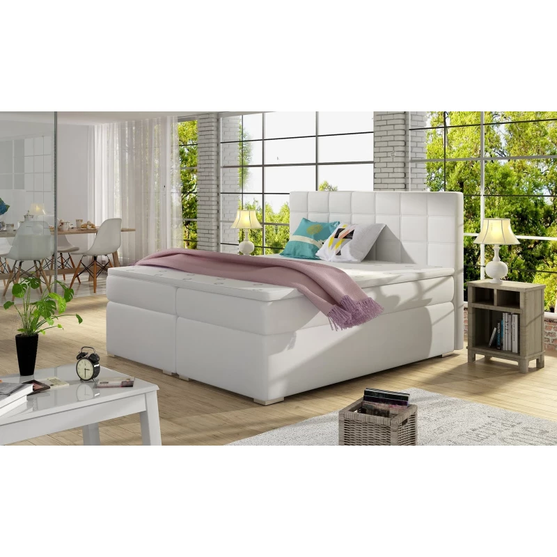Kontinentales Bett mit Stauraum ARBOREN 180x200 - weiß