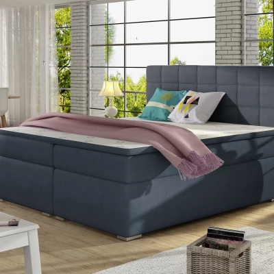 Kontinentales Bett mit Stauraum ARBOREN 180x200 - blau