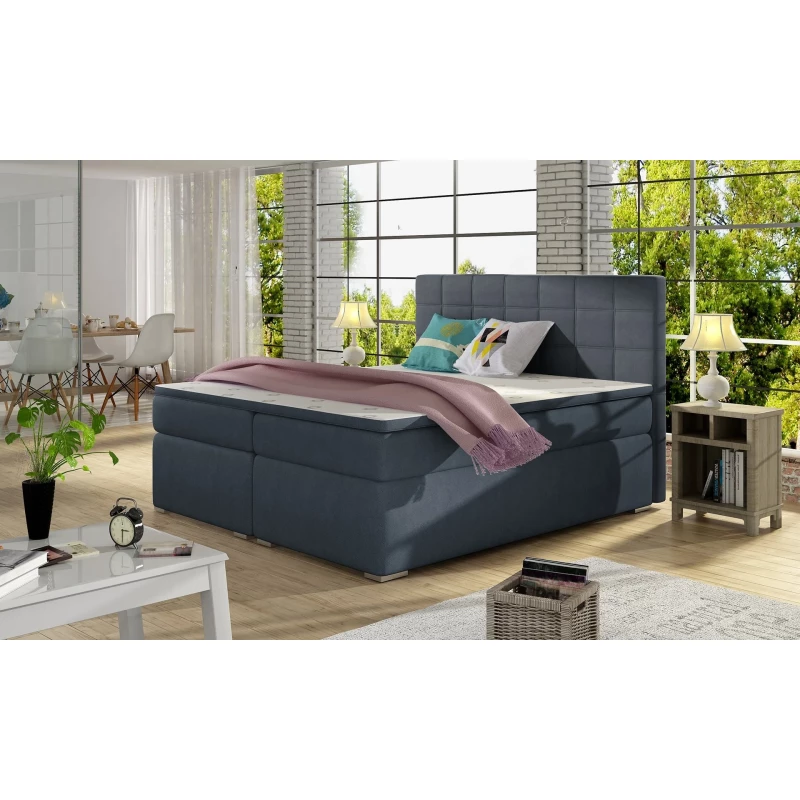 Kontinentales Bett mit Stauraum ARBOREN 180x200 - blau