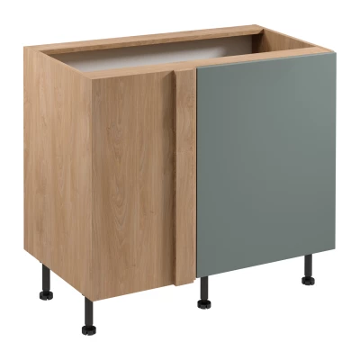 Verlängerter Eckschrank SALERNO – Breite 100 cm, Eiche/Grün